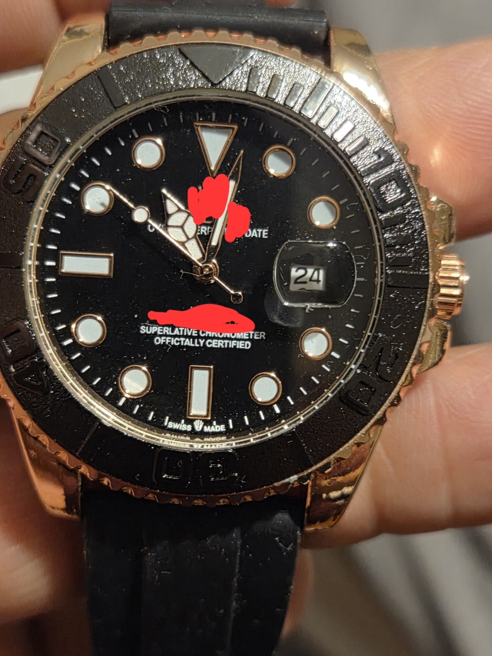 Black Dial Rose Gold Sport Watch with Date